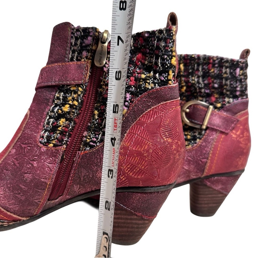 L'Atiste by Spring Step Nancies Burgundy Leather Tweed Ankle Boots Size EU 39 - Picture 13 of 17